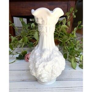 Vintage Milk Glass Tall Vase